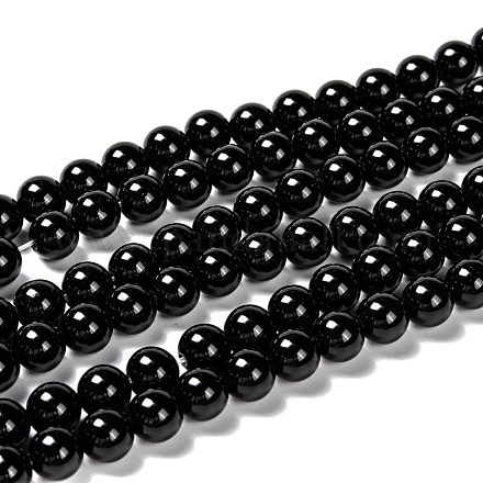 Brins de perles d'obsidienne naturelle sans yeux X-G-K123-06-8mm-1