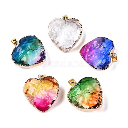 Подвески из светло-золотого латунного стекла GLAA-N001-24-1