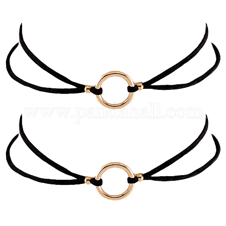 Ожерелья-чокеры из искусственной замши с черными кольцами из сплава NJEW-WH20002-11E-1