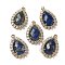 Natural Lapis Lazuli Faceted Teardrop Pendants, Rack Plating Brass Micro Pave Clear Cubic Zirconia Drop Charms, Golden, 25x16.5x5.5mm, Hole: 1.4mm