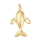 Brass Pendants, Golden, Whale, 36x24x5.5mm, Hole: 5x2mm