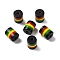 Ghana Jamaica Reggae Stripe Resin Beads, Colorful, Column, 9x8mm, Hole: 2mm
