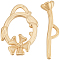 10Pcs Eco-friendly Brass Toggle Clasps, Cadmium Free & Lead Free, Long-Lasting Plated, Ring with Flower, Real 24K Gold Plated, Ring: 17x12x2.5mm, Bar: 5x18x4mm, Hole: 3x1mm