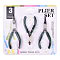 Steel Pliers Set, with Plastic Handles, including Side Cutter Pliers, Round Nose Plier, Needle Nose Wire Cutter Plier, Dark Green, 113~126x48~52x6~10mm, 3pcs/set