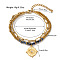 304 Stainless Steel & Natural Sodalite Beaded Double Layer Bracelets, Charm Bracelets, Golden, Flat Round, 6-1/4 inch(16cm)