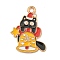 Christmas Kitty Alloy Enamel Pendants, Light Gold, Cat Charm, Christmas Bell, 25x19.5x1.2mm, Hole: 2mm