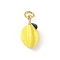 Brass Enamel Pendants, Fruit Charms, Rack Plating, Long-Lasting Plated, with Jump Ring, Golden, Lemon, 18.5x12x10mm