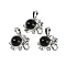 Natural Obsidian Pendants, Rack Plating Brass Rhinestone Elephant Charms, Platinum, Cadmium Free & Lead Free, 17.5x20.5x8mm, Hole: 5x8mm