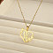 201 Stainless Steel Flower Heart Initial Pendant Necklaces for Women, Golden, Letter W, 17.72~20.08 inch(45~51cm)
