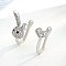 Rabbit Heart Brass Micro Pave Clear Cubic Zirconia Clip on Nose Rings, Platinum, 15x10mm & 13x5mm, 2pcs/set