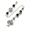 Alloy Tree Dowsing Pendulums, with Rack Plating Brass Findings and Natural Obsidian Beads, 187mm