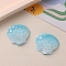 Gradient Color Transparent Resin Cabochons, with Glitter Powder, Shell Shape, Deep Sky Blue, 32x30mm