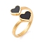 304 Stainless Steel Finger Ring, Heart Acrylic Open Cuff Ring for Women, Golden, US Size 6~9(16.5~18.9mm)