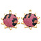 Rack Plating Printed Alloy Pendants, with Enamel and ABS Plastic Imitation Pearl, Cadmium Free & Nickel Free & Lead Free, Sun with Leopard Print, Light Gold, Medium Violet Red, 36x31x3.5mm, Hole: 2mm