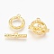 Alloy Ring Toggle Clasps, Light Gold, Ring: 20x17x3mm, Hole: 2mm, Bar: 22x7x3.5mm, Hole: 2mm