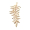Brass Pendants, Cadmium Free & Nickel Free & Lead Free, Leaf, Real 18K Gold Plated, 41x17.5x2mm, Hole: 1mm