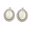 Rack Plating Alloy Resin Pendants, Oval Charms with ABS Imitation Pearl, Platinum, 26.5x20x6mm, Hole: 2mm