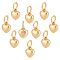 20Pcs Rack Plating Brass Pendants, Heart Charms, with Jump Rings, Long-Lasting Plated, Lead Free & Cadmium Free, Real 14K Gold Plated, 9x7x4.5mm, Hole: 4.5mm