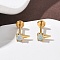 304 Stainless Steel Synthetic Opal Stud Earrings, with 316 Stainless Steel Needle, Golden, Triangle, 6x3mm
