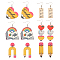 6 Pairs 6 Styles Teachers' Day Wood Dangle Earrings with Iron Pins, Stud Earrings, Heart & Pencil & Book & Ruler, Mixed Color, 48~75x14~42mm, 1 Pair/style