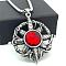 Hip Hop Punk Stainless Steel Red Evil Eye Pendant Necklaces, Stainless Steel Color
