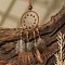 Ethnic Style Alloy & Wood Woven Web/Net with Feather Big Pendant Faux Suede Cord Necklaces for Women, Antique Bronze, Flower, 15.75 inch(40cm), pendant: 130x45mm