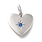 925 Sterling Silver Micro Pave Clear Cubic Zirconia Charms, Heart, with Jump Ring, Platinum, Dodger Blue, 10x10.5x1.5mm