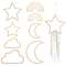 Wood Macrame Frames, for Boho Style Decoration Making, Moon & Star & Cloud & Rainbow, Mixed Shapes, 8~20x12~20.8x0.35cm, 8pcs/set