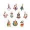 10Pcs Christmas Alloy Enamel Pendants, with 304 Stainless Steel Open Jump Rings, Mixed Shapes, Mixed Color, 22~25.5x15~20x1.3mm, Hole: 4.5mm