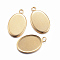 Ion Plating(IP) 304 Stainless Steel Pendant Cabochon Settings, Plain Edge Bezel Cups, Oval, Golden, Tray: 13x18mm, 22x14x1mm, Hole: 2mm