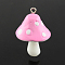 Resin Pendants, Mushroom, Pearl Pink, 34~36x22~26x22~26mm, Hole: 2mm