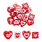 16Pcs 4 Styles Handmade Lampwork Pendants, Heart/Square, Red, 15~19x15~20mm, 4pcs/style
