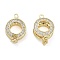 Brass with Clear Cubic Zirconia Fold Over Clasps, Ring, Real 18K Gold Plated, 19.5x13x7.5mm, Hole: 1.4mm