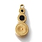 Ion Plating(IP) 304 Stainless Steel Manual Polishing Charms, with Black Acrylic, Gourd, Golden, 15x6x2mm, Hole: 1.2mm