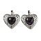 Natural Amethyst Peach Love Heart Pendants, Rack Plating Brass Hollow Heart Charms, Cadmium Free & Lead Free, 29.5x30.5x7.5mm, Hole: 7.5x5mm