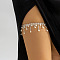 Alloy Crystal Rhinestone & Plastic Pearl Tassel Elastic Tape Layered Round Tassel Leg Chains, Thigh Body Chains for Beach Party, Silver, 450mm