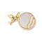 Brass Pave Natural White Shell Pendants, Ocean Wave and Dolphin Charms with Jump Rings, Long-Lasting Plated, Lead Free & Cadmium Free, Rack Plating, Real 18K Gold Plated, 15.5x13x2mm, Hole: 3mm