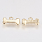 Brass Pendants, Bone, Real 18K Gold Plated, 5x10x1mm, Hole: 1mm