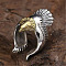 Retro Alloy Cuff Open Rings for Men, Eagle, Inner Diameter: 17~25mm