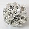Brass Rhinestone Beads, Grade A, Round, Clear, 20mm, Hole: 2.5mm