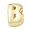 Brass Initial Beads, Real 18K Gold Plated, Long-Lasting Plated, Rack Plating, Lead Free & Cadmium Free, Letter B, 20.5x14.5x7mm, Hole: 8.5x4mm