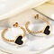 Vacuum Plating 304 Stainless Steel Heart Stud Earrings, with Enamel, Real 18K Gold Plated, 30x14mm