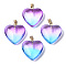 Two Tone Spray Painted Glass Pendants, with Golden Plated Iron Bails, Heart, Deep Sky Blue, 22x20.5x7mm, Hole: 6x2mm