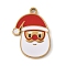 Christmas Themes 304 Stainless Steel Enamel Pendants, Real 18K Gold Plated, Santa Claus, 17x12.5x1.5mm, Hole: 1.5mm