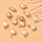 12Pcs 2 Colors Natural Cultured Freshwater Pear Two Sides Polished Charms, with Brass Loops, Seashell Color, Platinum & Golden, 10~12x5.5~8x4~6mm, Hole: 2.3~2.7mm, 6pcs/color