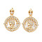 Brass Micro Pave Cubic Zirconia Pendants, with Shell, Flat Round with Women Charms, Real 18K Gold Plated, 18.5x17x3mm, Hole: 1.6mm