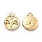 PVD Vacuum Plating 304 Stainless Steel Rhinestone Pendants, Flat Round with Constellations Charm, Real 18K Gold Plated, Aries, 20.5x16.5x3.5mm, Hole: 2.5mm