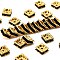 Brass Rhinestone Spacer Beads, Grade A, Square, Nickel Free, Golden, Jet, 8x8x4mm, Hole: 1mm