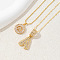 2Pcs 2 Styles Brass Pave Clear Cubic Zirconia Initial Pendant Necklace Sets, Golden, Letter A, 17.72 inch(45cm), 1pc/style