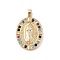 Brass Cubic Zirconia Pendants, Long-Lasting Plated, Oval with Holy Virgin Charms, Golden, Colorful, 32x24x3mm, Hole: 6x5mm